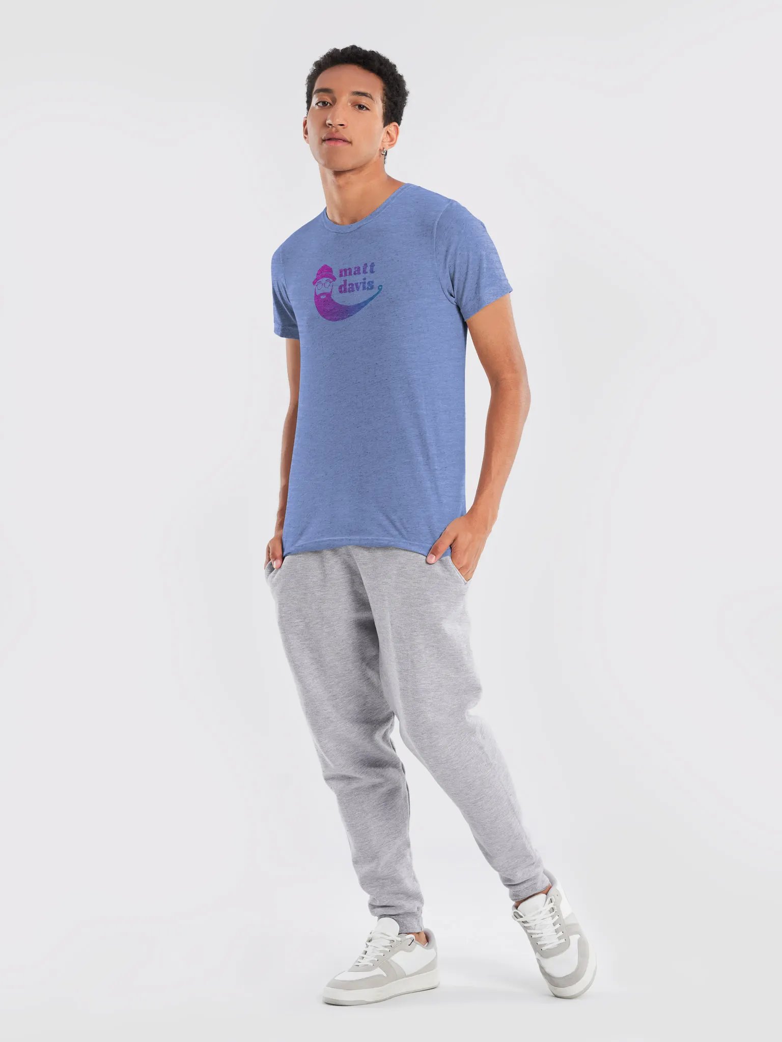 Matt Davis Beard Face Pink and Blue Logo Tee product image (52)
