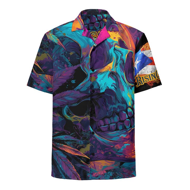 Rising Sons™ Day Dreams™ Skull/PR Flag Hawaiian Shirt product image (1)