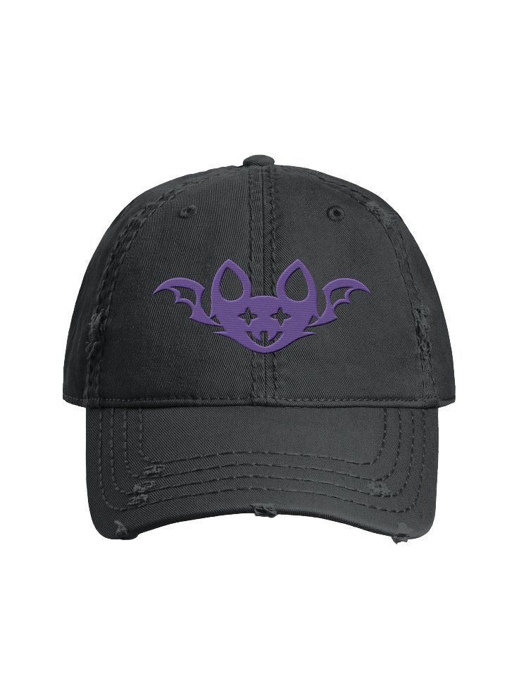 Purple Embroidered Bat Distressed Dad Hat product image (1)