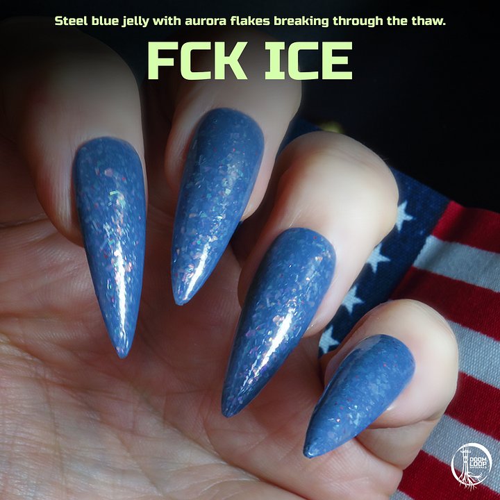 FCK ICE - Steel Blue Jelly Flakie Protest Nail Polish product image (1)