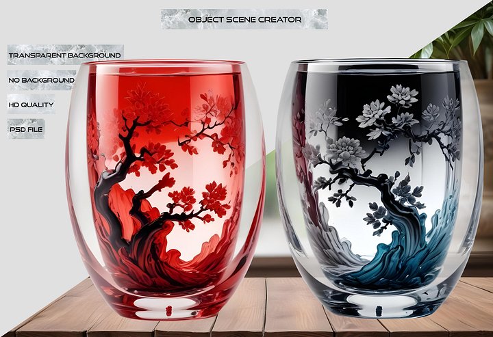 Chinese Glass Tumblers – Dual Harmony Collection PNG product image (2)