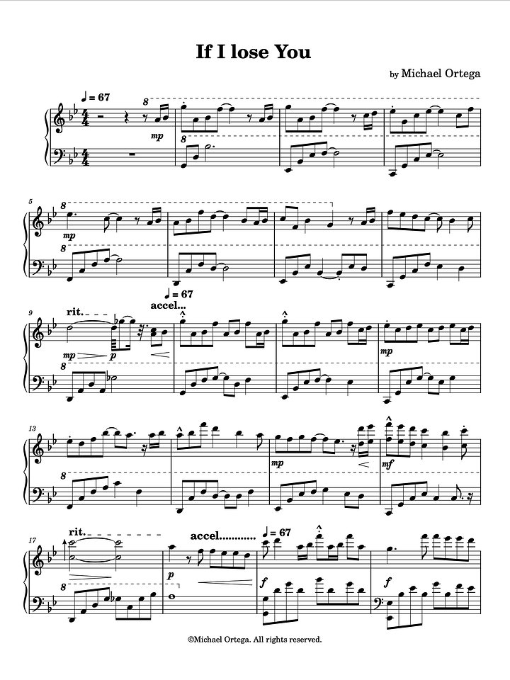 If I Lose You (Piano Score) product image (1)