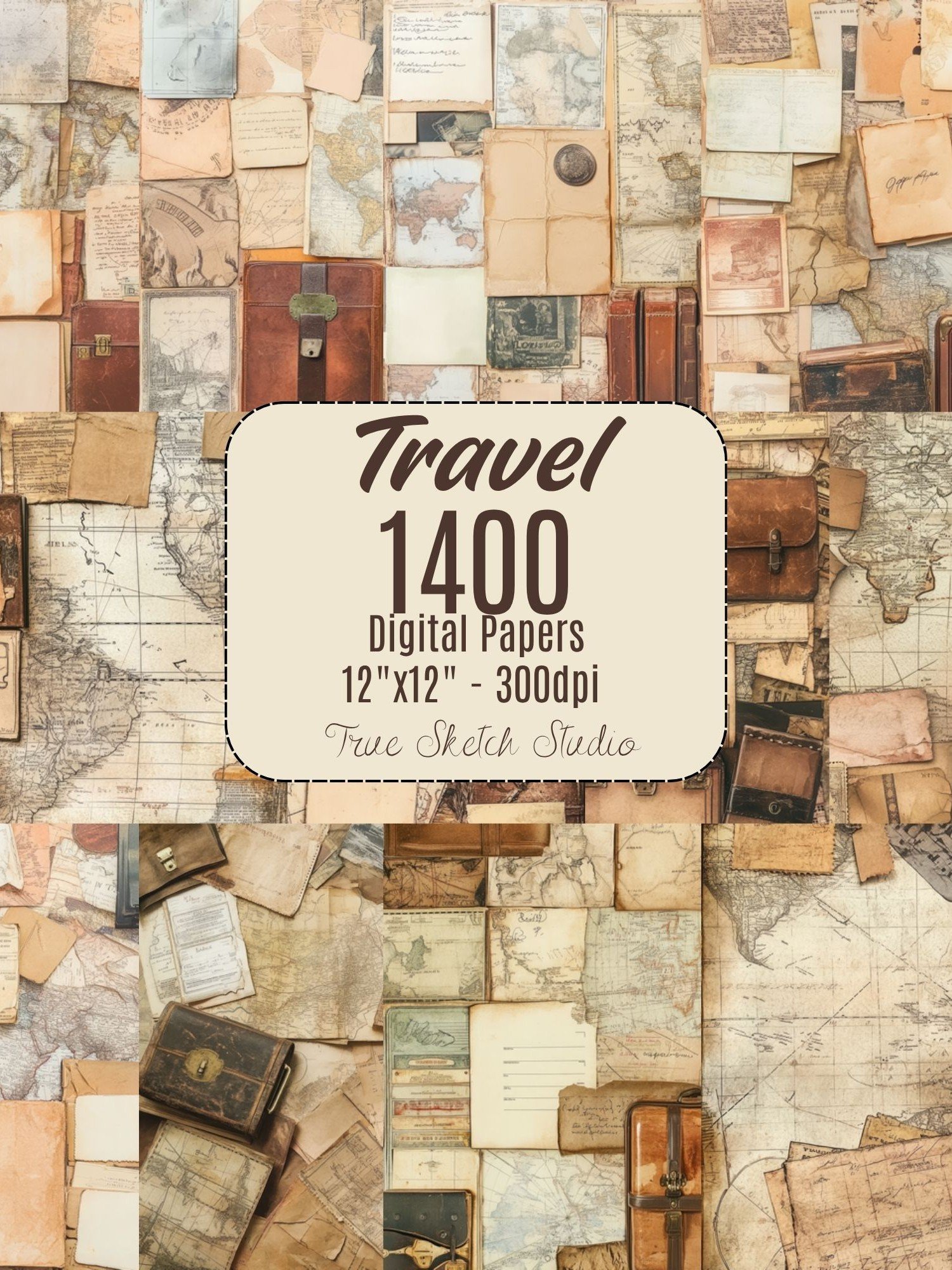 Vintage Travel Digital Paper 1400 product image (4)