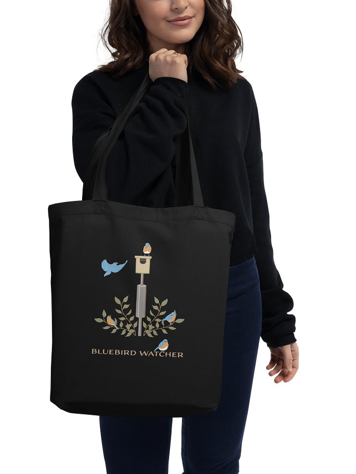"Bluebird Watcher" Organic Cotton Tote in Black product image (1)