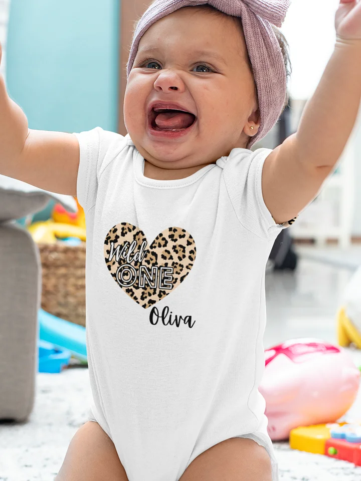 Wild One Leopard Print Birthday Onesie - Personalized 1st Birthday Outfit for Baby Girl - Wild ONE Theme Party product image (1)