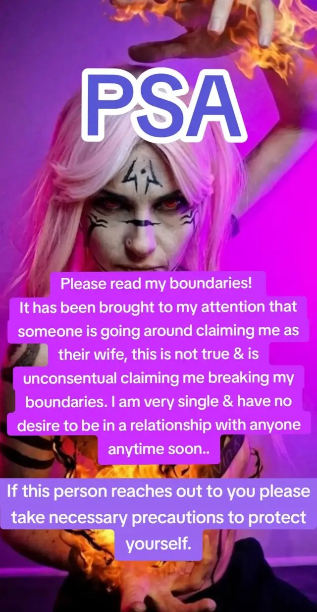 1st, Please read and respect my boundaries!📜 2nd, I am very single & dont plan to change that anytime soon!🛡 3rd, If you try to claim me, I will take necessary actions to protect myself. Stay in your own lane & leave me alone!🔮 Also, If someone else is reaching out to any of you trying to claim me as their wife, or impersonating me, or if they make you feel uncomfortable in any way, please let TikTok know & 🚫 them immediately.⚠️