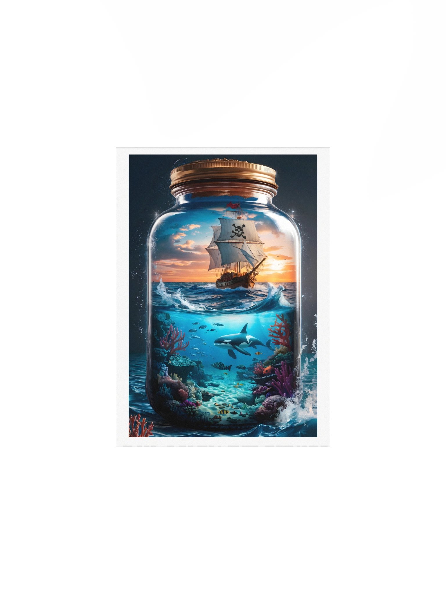 Pirate Ship in a Jar Poster – Surreal Ocean Fantasy Wall Art product image (2)