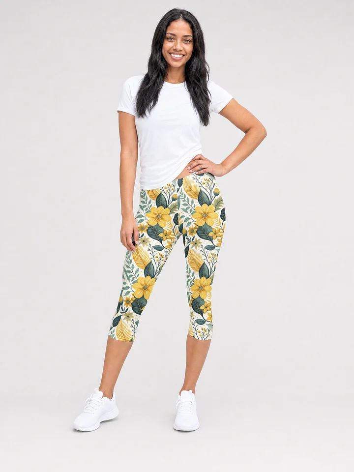 Golden Flower Capri Leggings product image (1)