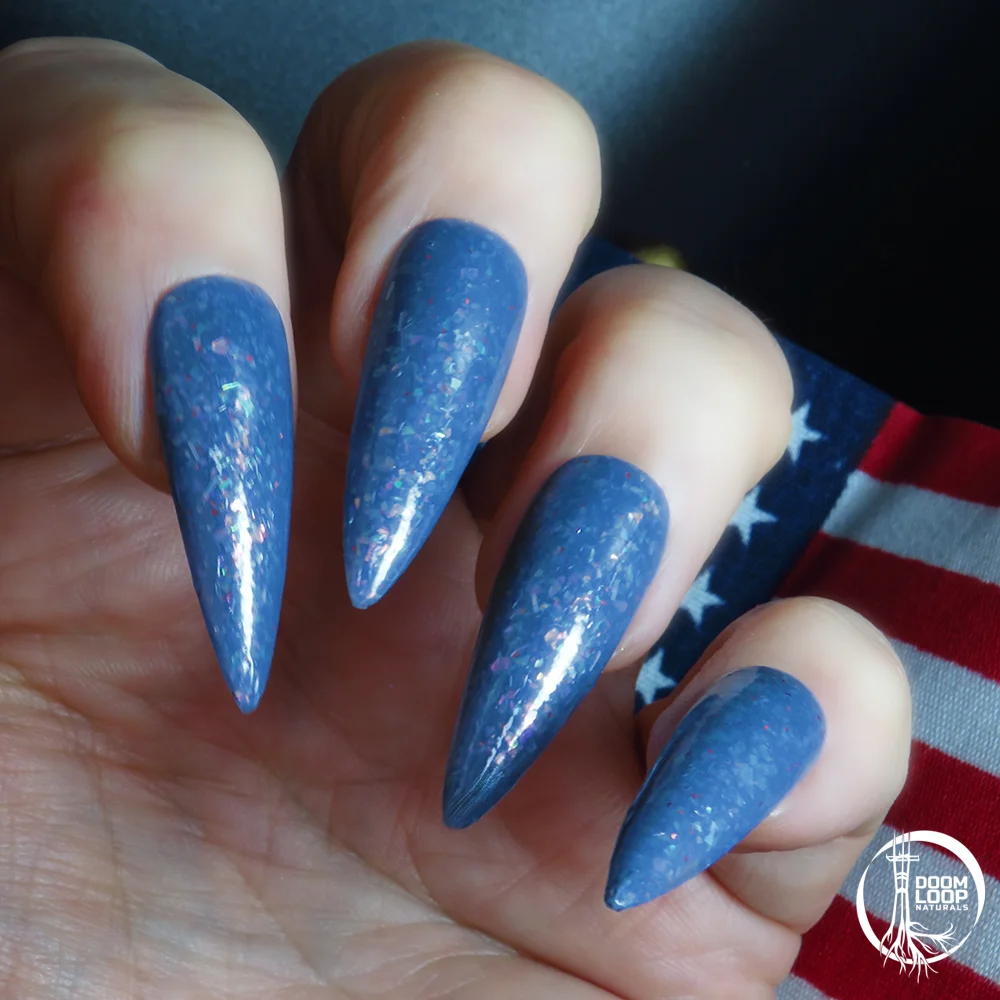 FCK ICE - Steel Blue Jelly Flakie Protest Nail Polish product image (5)