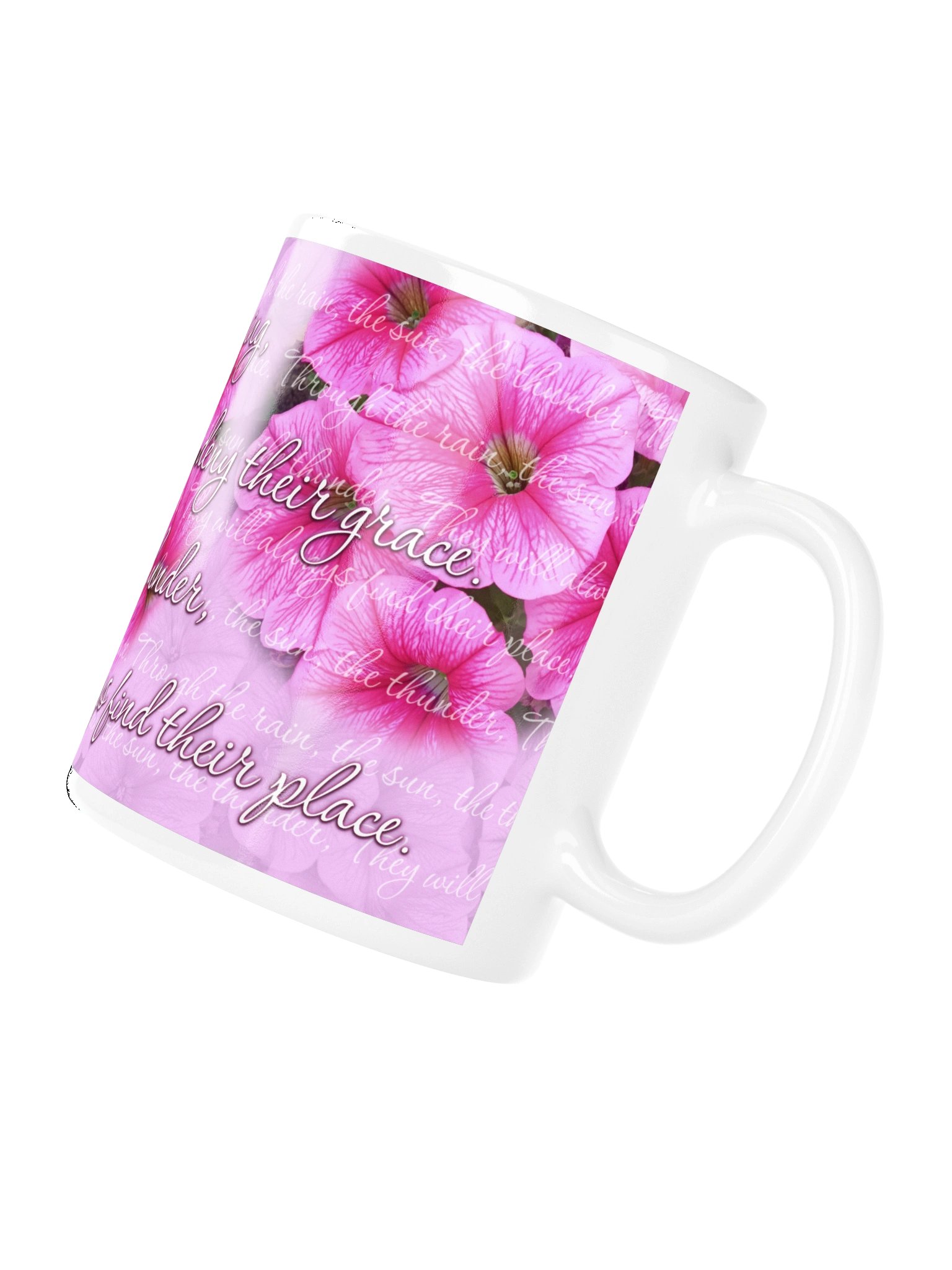 Uplifting Pink Petunia Mug with a Little Poem product image (4)