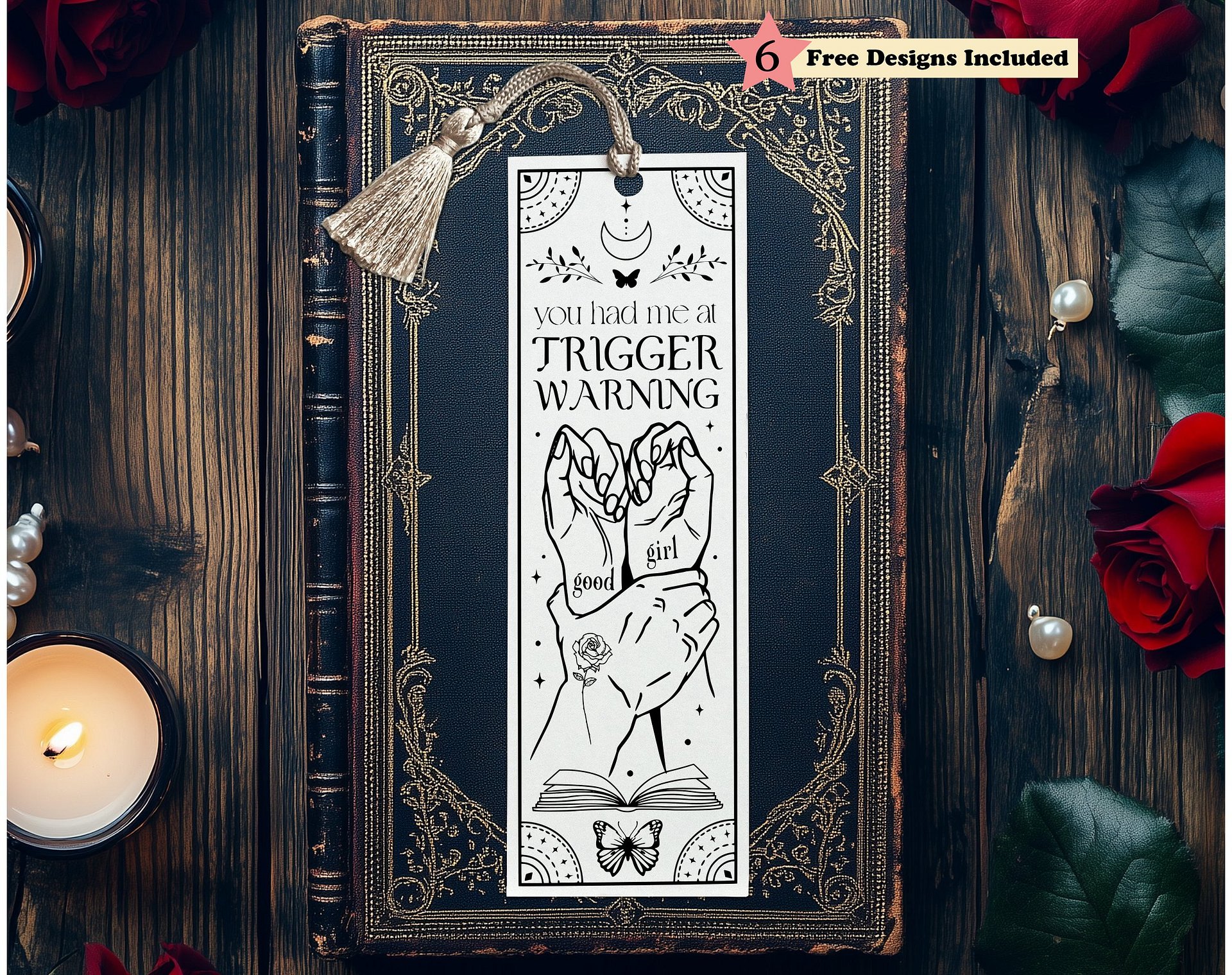 Smut Book Reader Bookmark SVG, Trigger Warning, Good Girl Dark Romance, Book Lover DIY Gift for Sister, Bestie, Daughter, Digital Download product image (1)