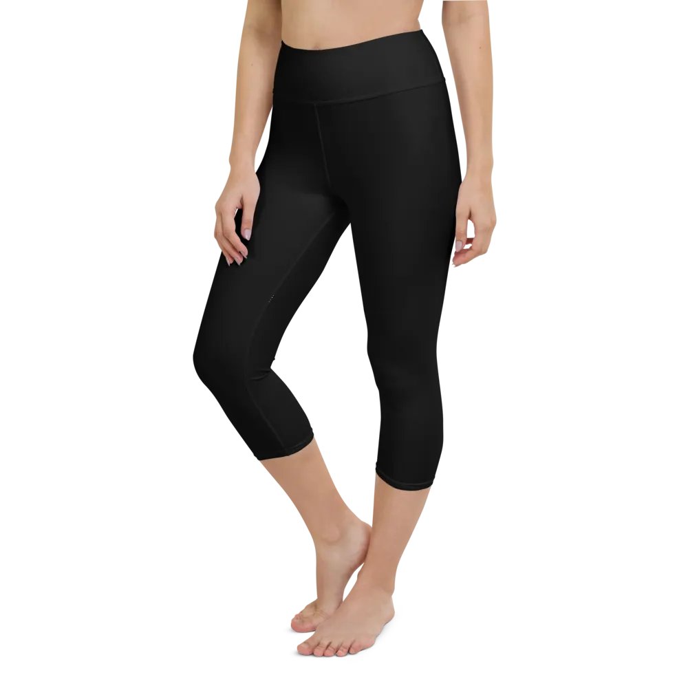 Pure Black High-Waist Capri Leggings product image (1)