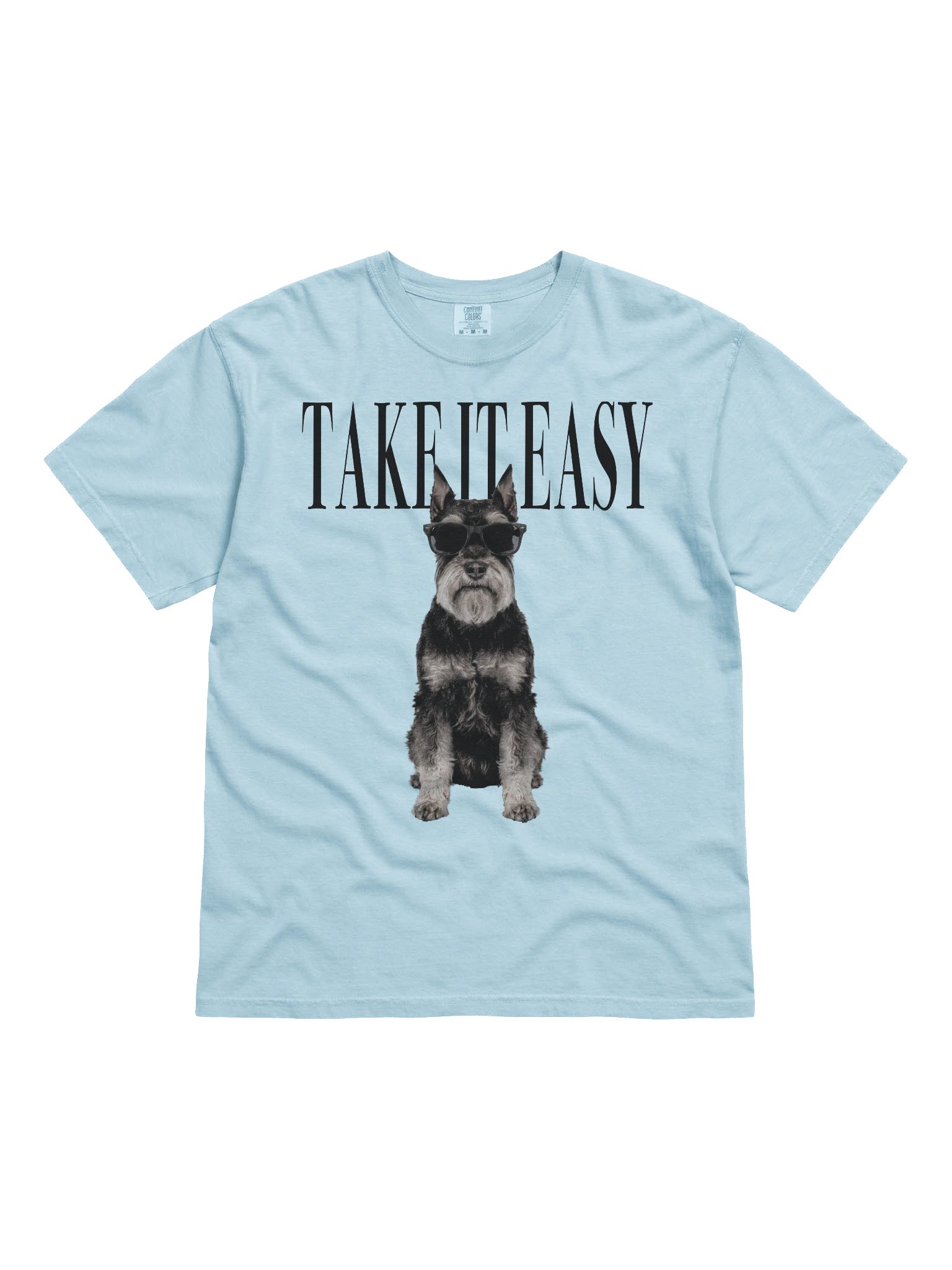 Take It Easy '90s Pop Vintage-Style T-Shirt for Miniature Schnauzer(Black & Silver, Cropped Ears) Owner product image (4)