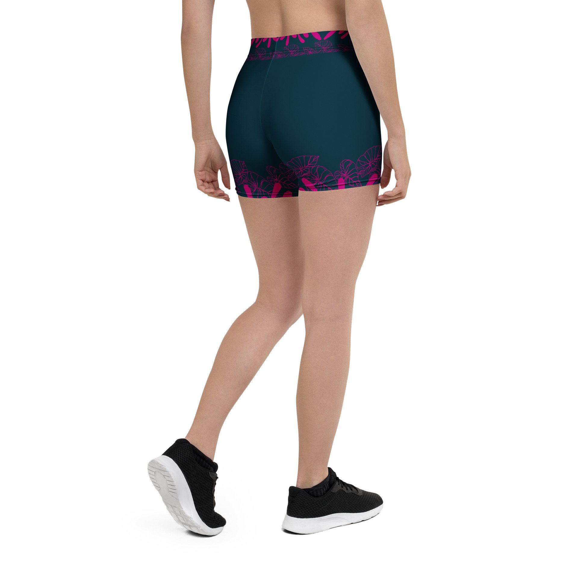 Short imprimé intégral à bordure en dentelle turquoise et magenta product image (3)