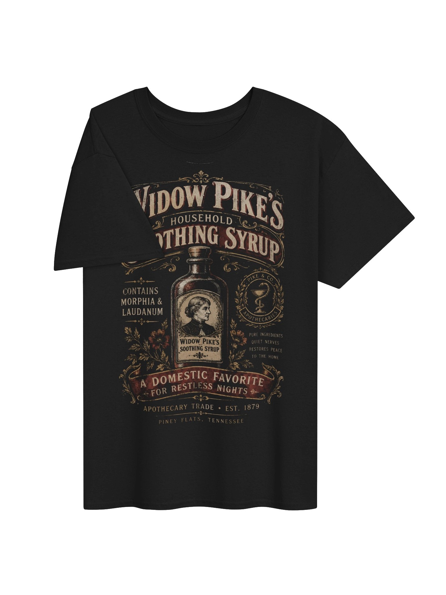 Widow Pike's Soothing Syrup Vintage Apothecary T-Shirt – Victorian Medicine Advertisement Tee product image (3)