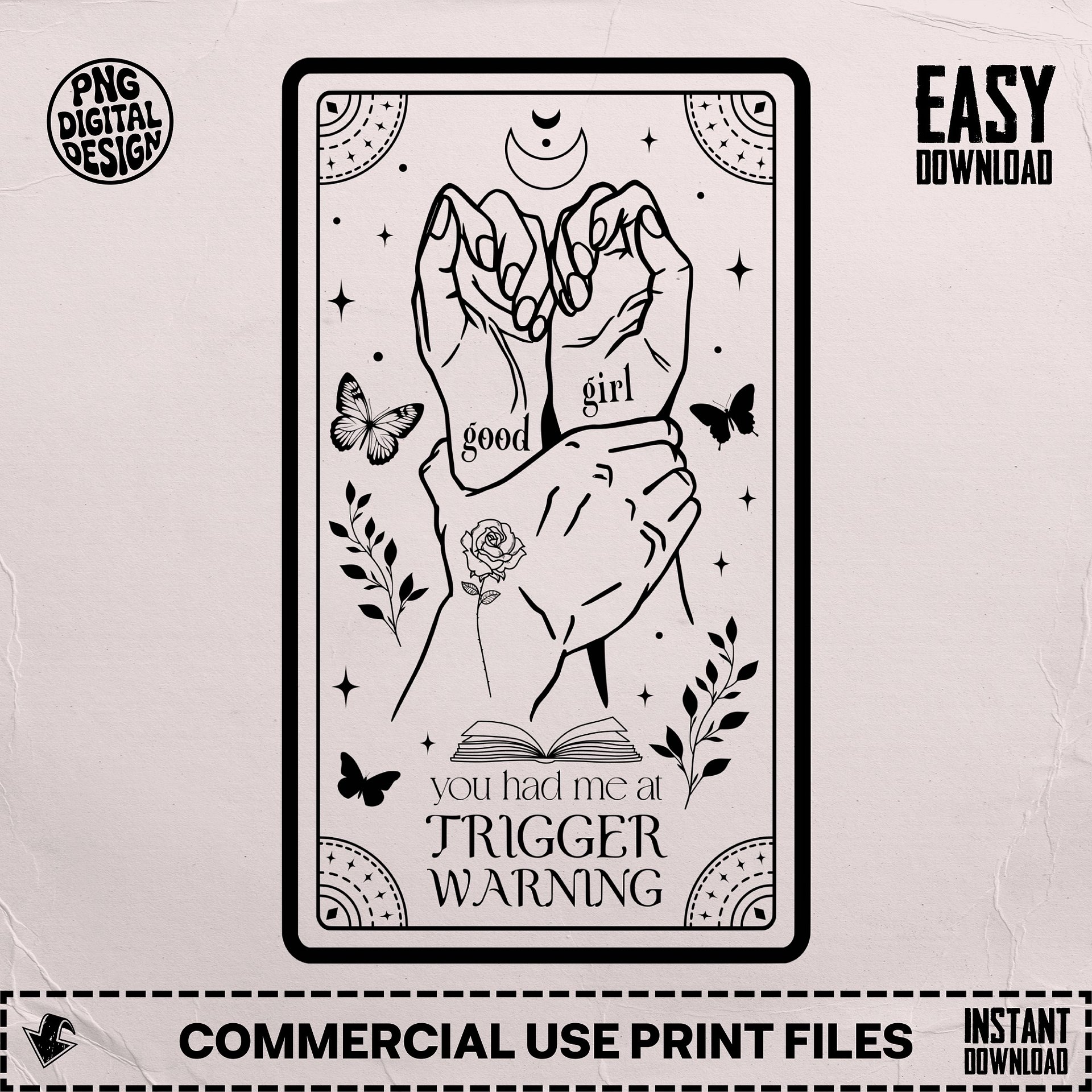 Trigger Warning Smut Dark Romance Witchy Tarot Card SVG PNG, Sublimation Clipart for Shirt, Mug Design, Printable Wall Art, Digital Download product image (6)