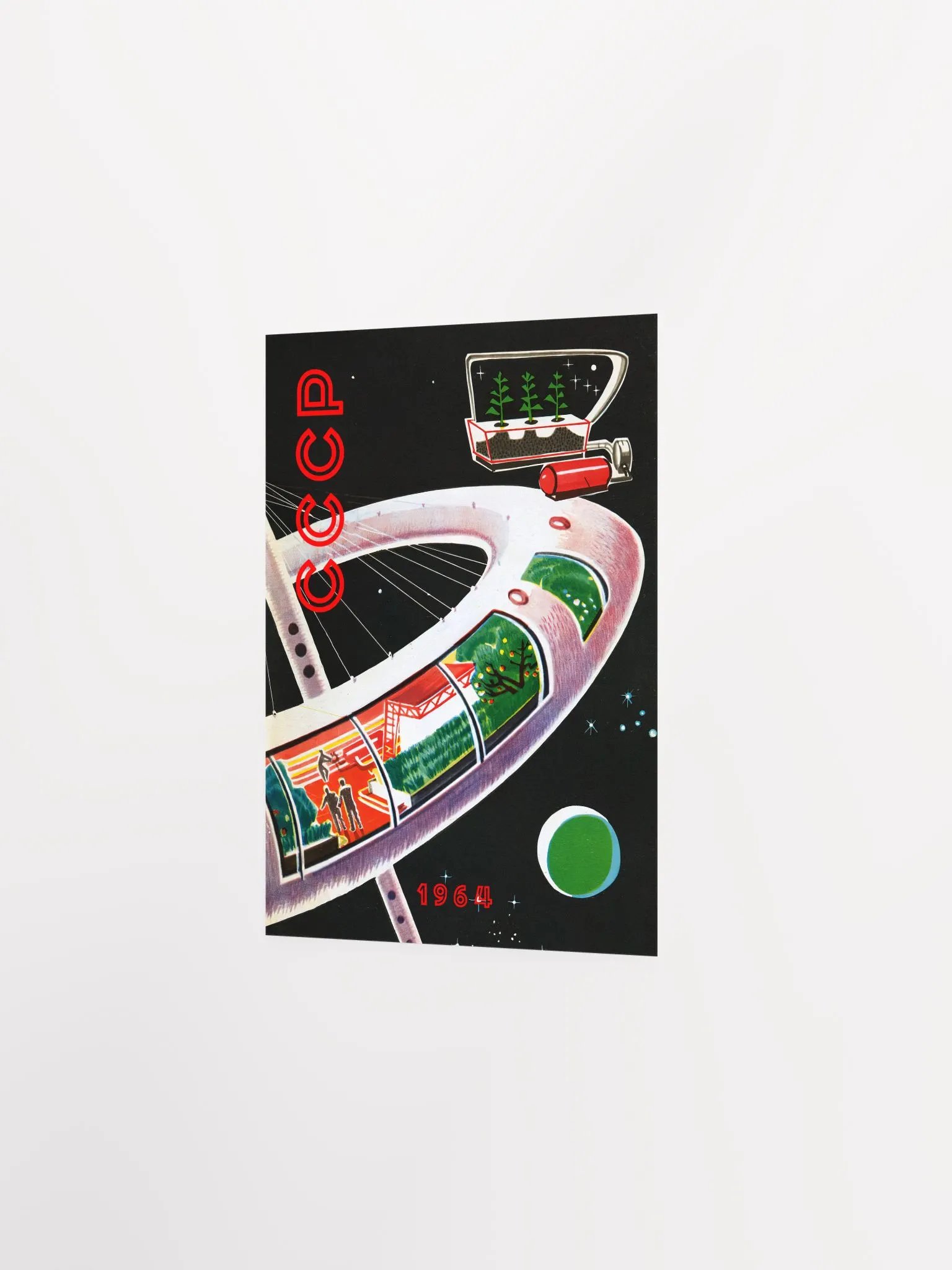 Soviet space, USSR 1964 — Soviet vintage space art poster, soviet poster, propaganda poster, soviet retro space, space wall art product image (9)