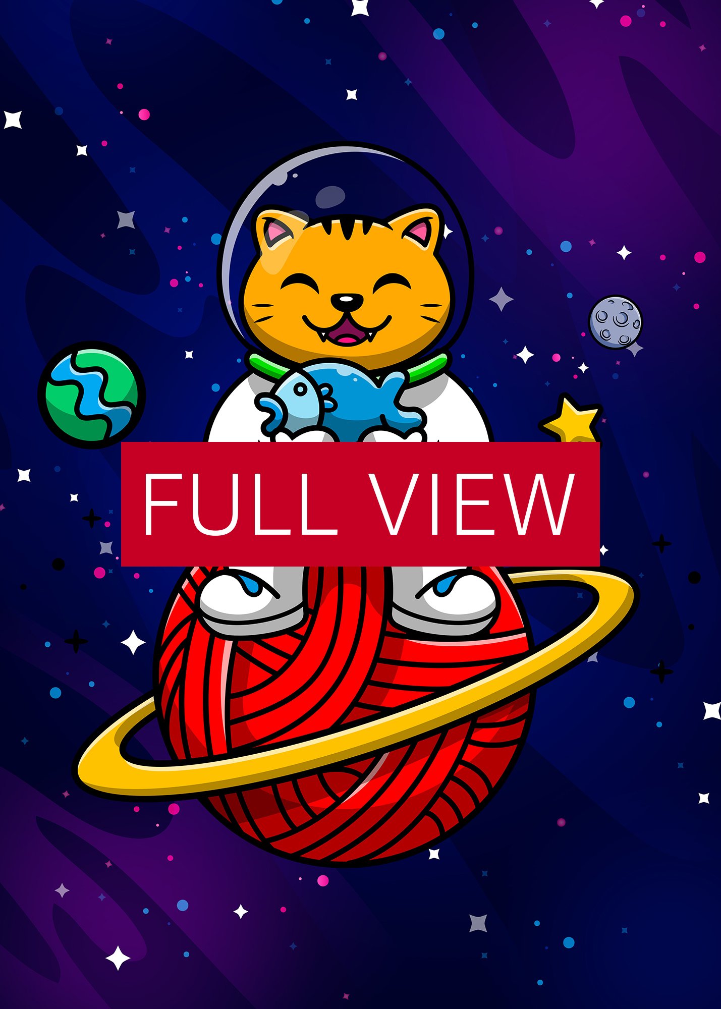 Cat Astronaut, space cat and fish — space poster, synthwave space, neon space, aesthetic poster product image (3)