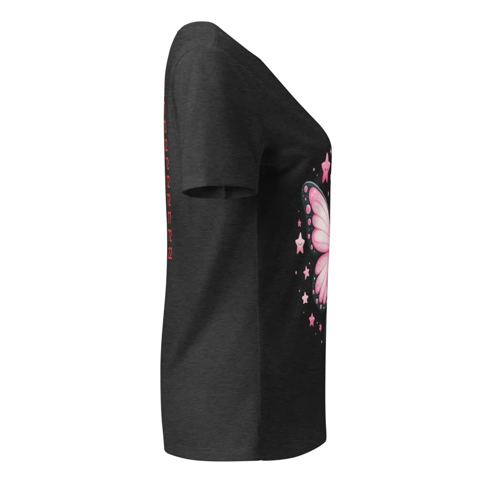 With Hope Butterfly Breast Cancer Awareness V-Neck T-Shirt – Wear Hope, Spread Strength 💖🦋 product image (6)