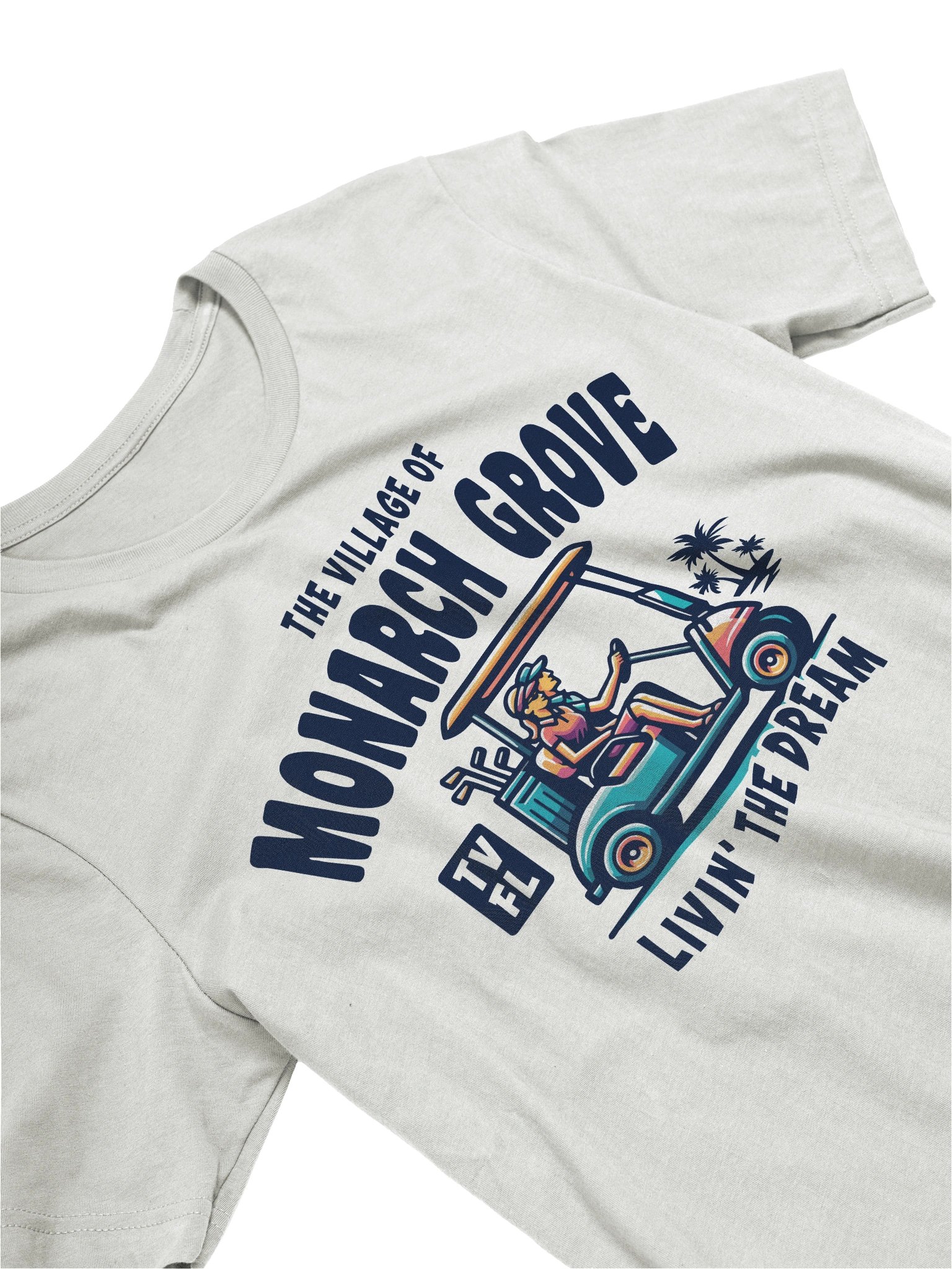 The Village of Monarch Grove TV FL Golf Cart Design T-Shirt product image (24)