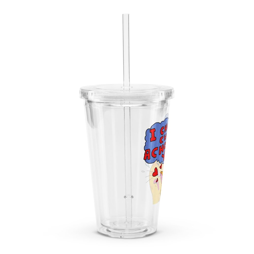Achoo on You Orange Cat Clear Plastic Tumbler product image (3)