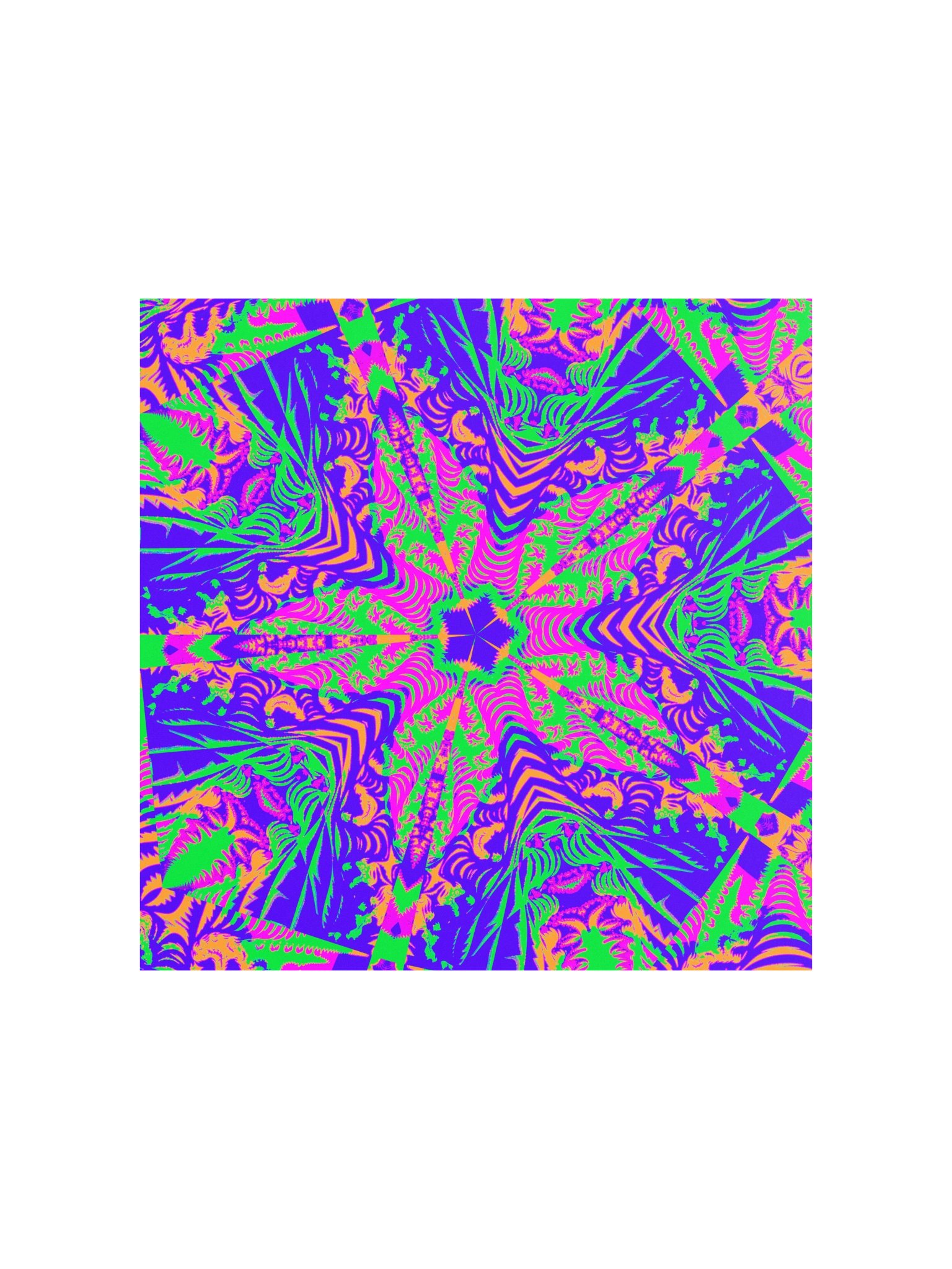 Psychedelic Stoner Art Poster, Trippy Star Flower Abstract Print, Neon Green Pink Orange Blue Cannabis Kaleidoscope Colorful Creation product image (1)