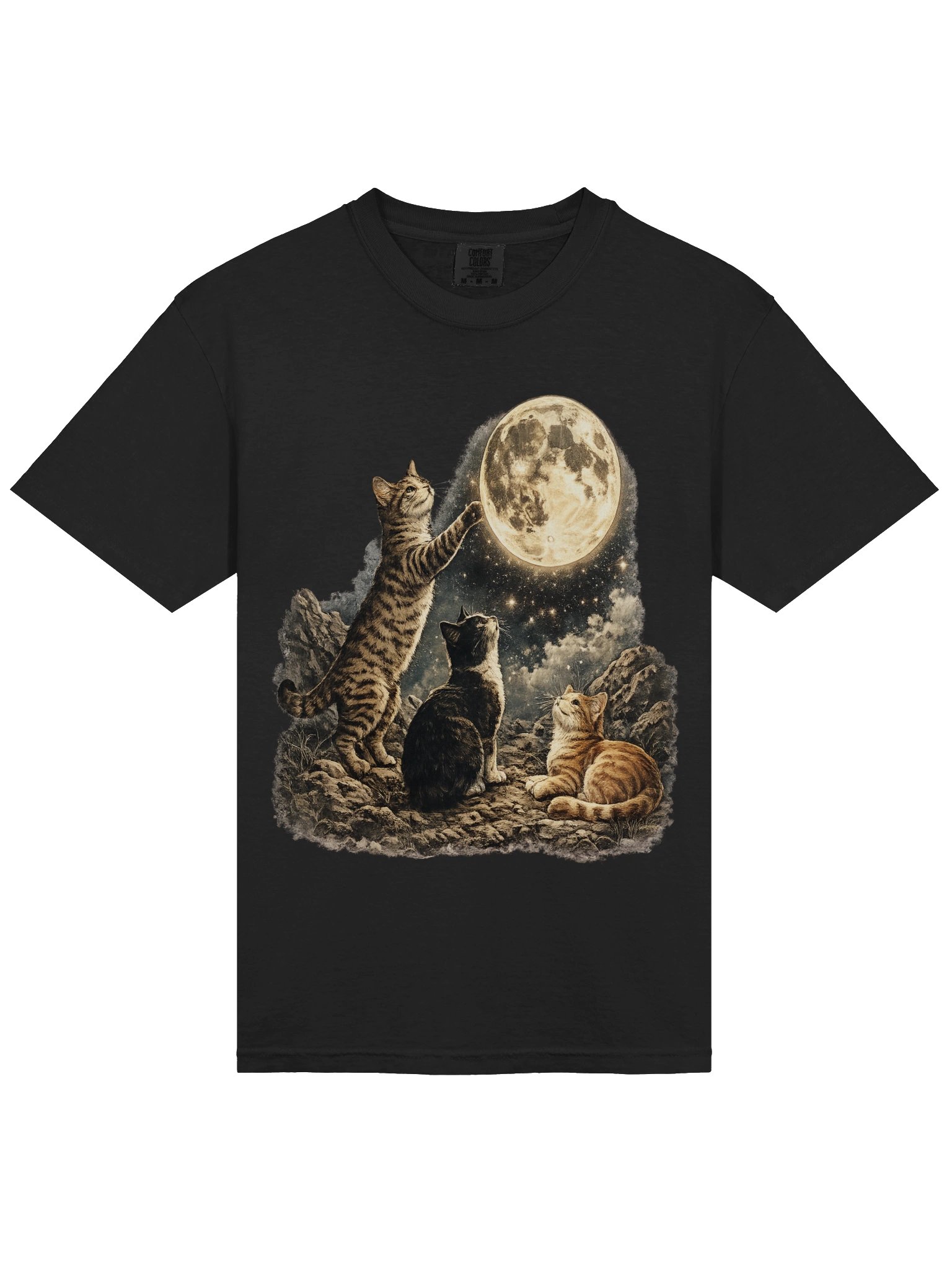 Moonlit Cats T-Shirt | Celestial Full Moon Vintage product image (8)