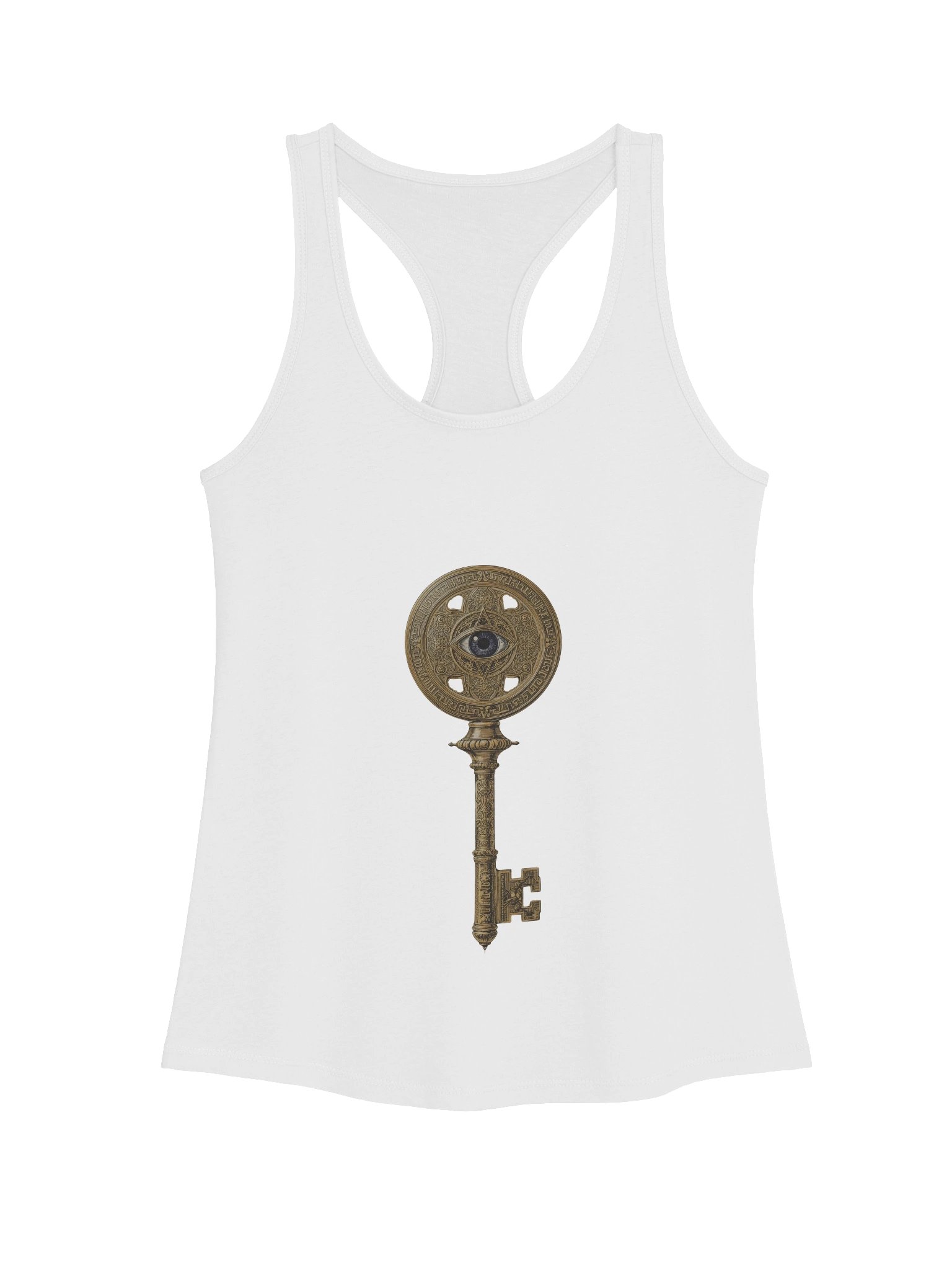 The Gatekeeper’s Key – White Core Clarity Edition (Front Print Only) | Women’s Racerback Tank product image (1)