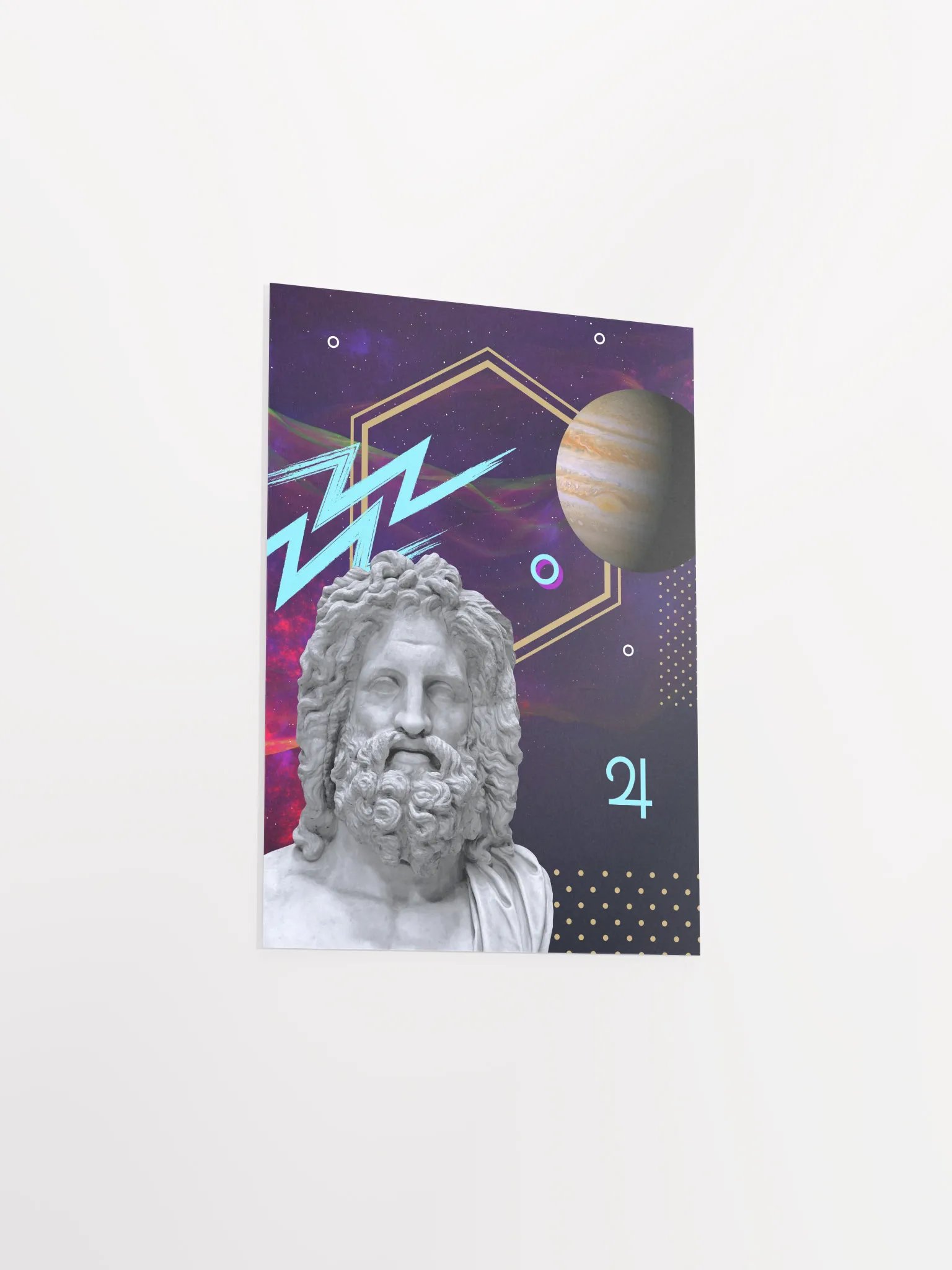 Vaporwave poster: Synthwave Gods and Planets - Jupiter (gr. Zeus) [synthwave/vaporwave/retrowave/cyberpunk] — aesthetic poster product image (9)