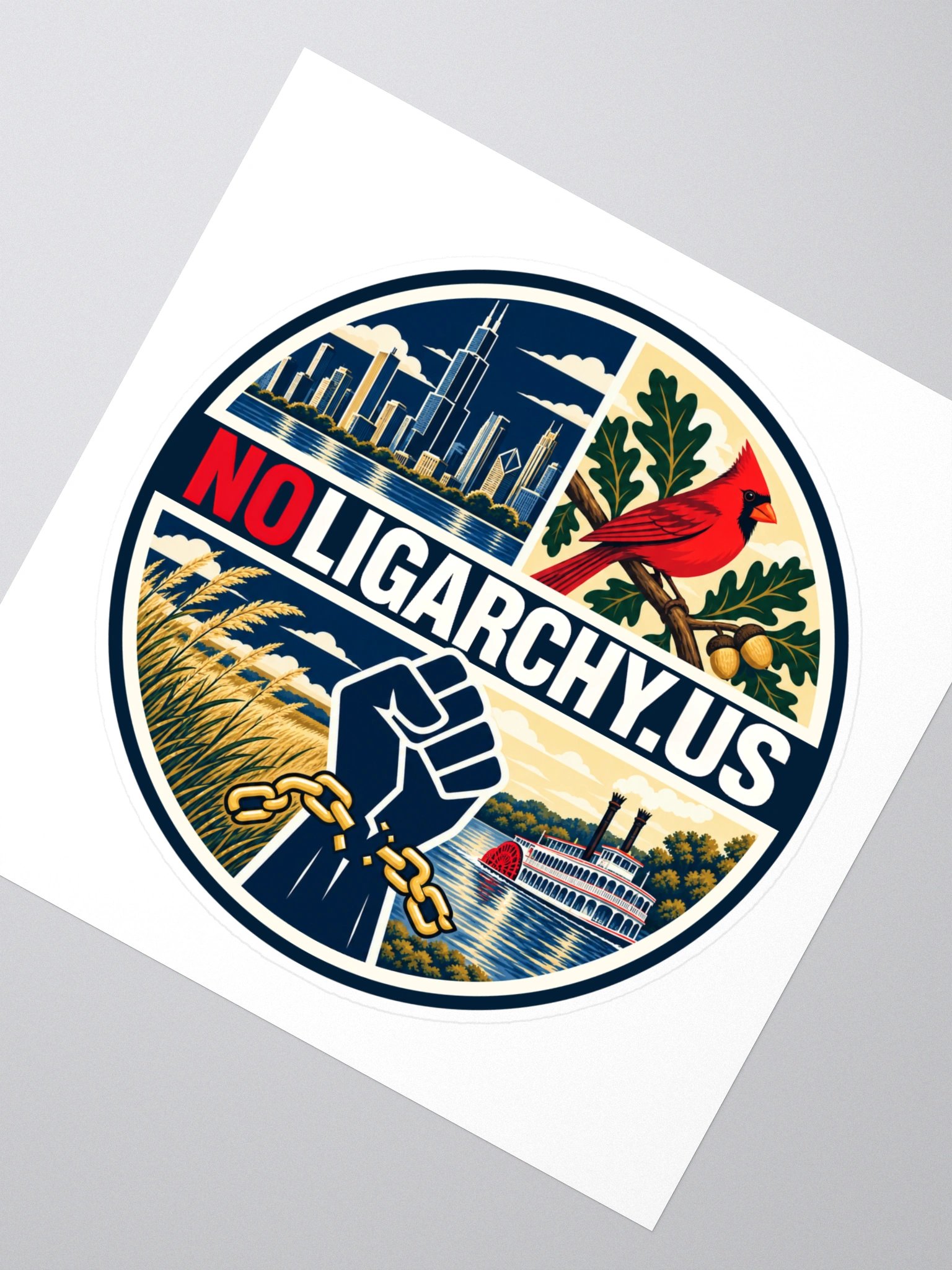 Illinois NOLIGARCHY.US sticker product image (2)
