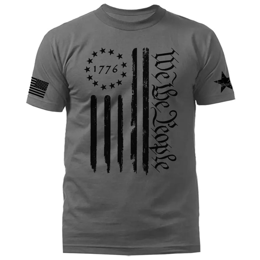 We The People Large Vertical US Flag American Pride Patriotic Graphic T-shirt product image (3)