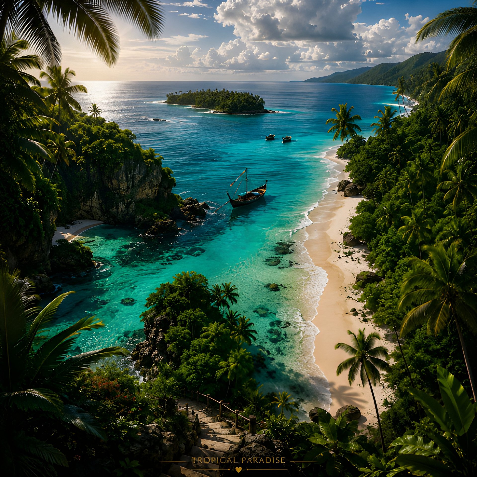 Tropical Paradise Beach Wall Art | Turquoise Ocean Printable Digital Download 8K 300DPI product image (2)