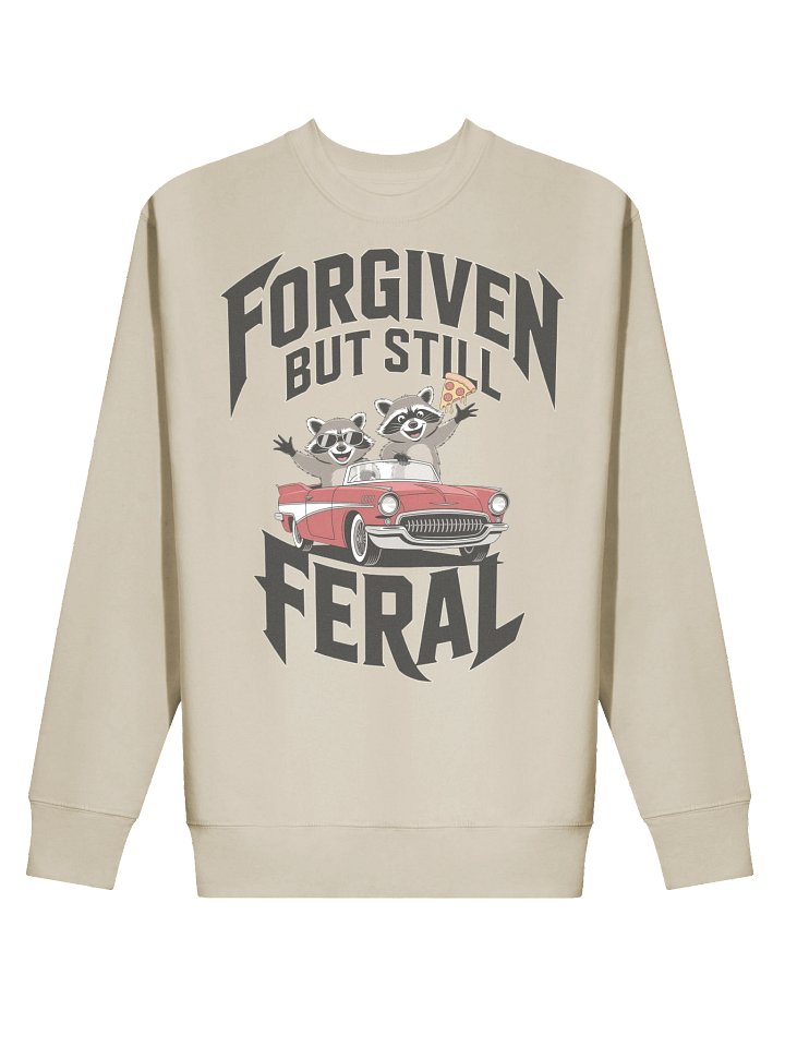 Forgiven But Still Feral Raccoon Sweatshirt – Cotton Heritage Premium Crewneck with Crazy Vintage Convertible Art product image (2)