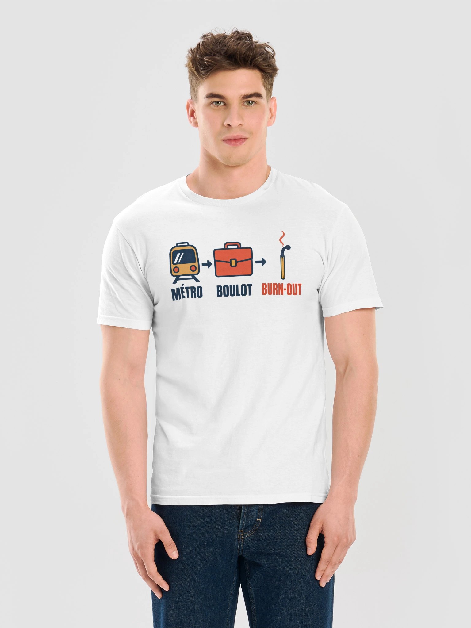 Métro Boulot Burn-Out Commute Icons T-Shirt product image (11)