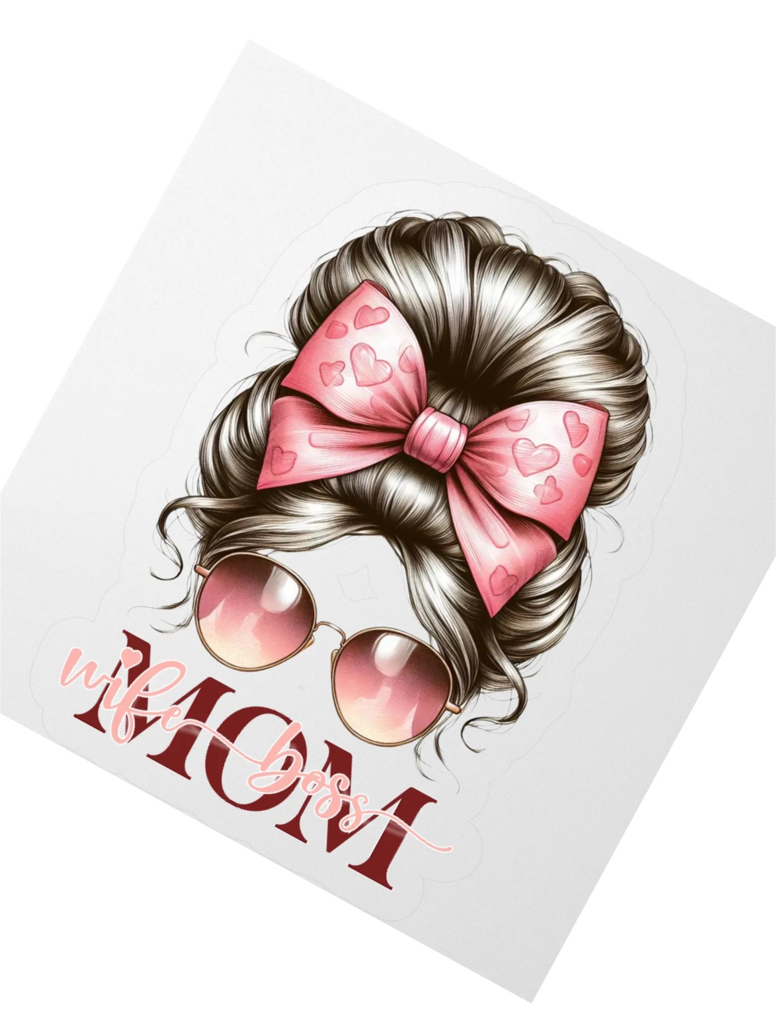 Mom Wife Boss Pink Heart Bow Sticker Set product image (6)
