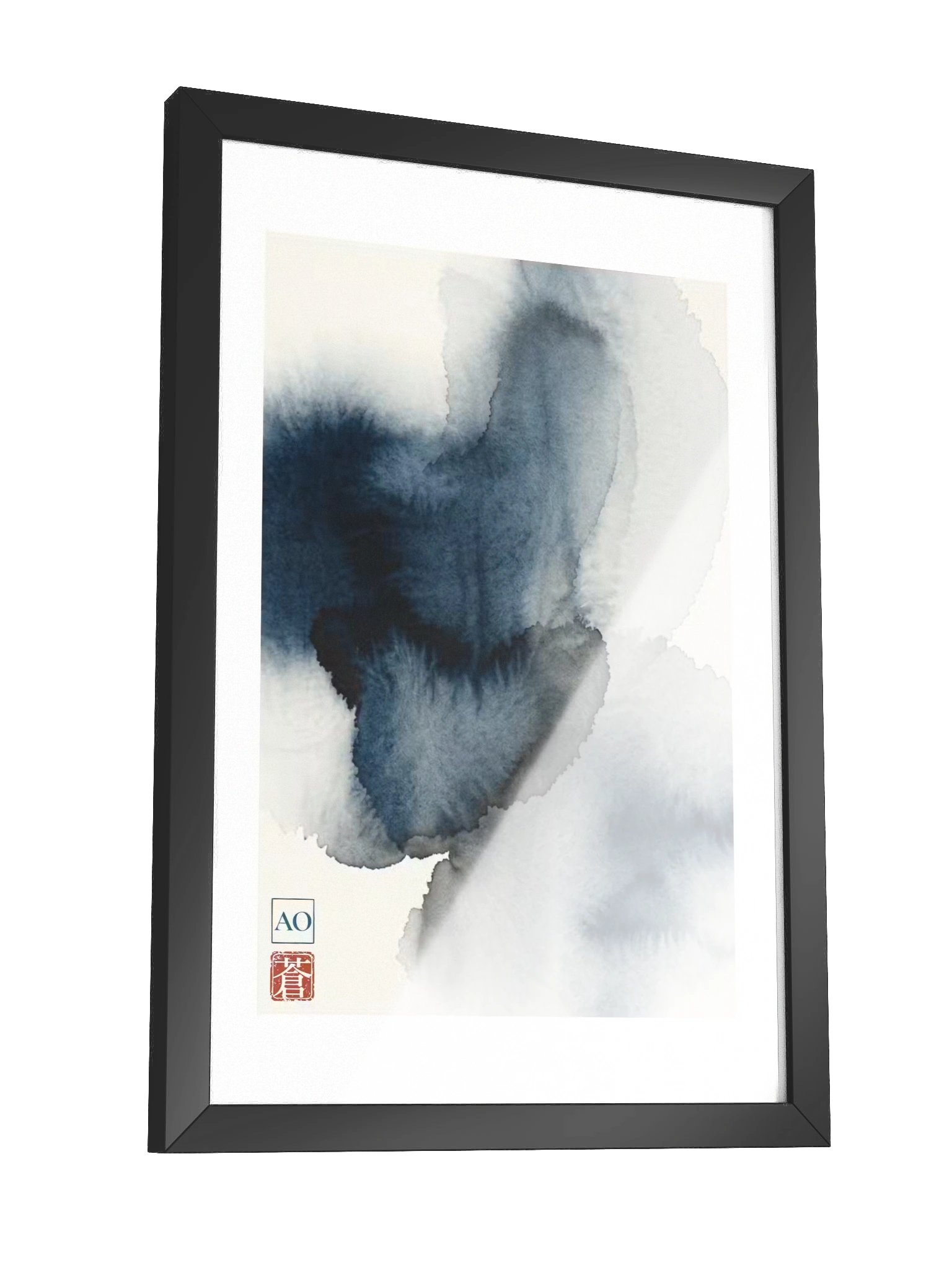 Japanese Indigo Ink Art Print | Serene Indigo Mist No.01 | Framed Wall Art - AO Japan Blue product image (3)