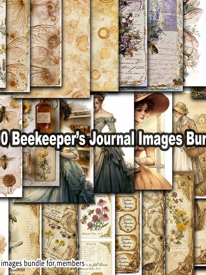 100 Beekeeper's Journal Image Bundle Free Notebook 4 Postcards– Digital Download product image (1)