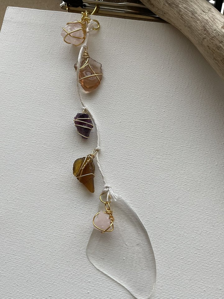 Sea Glass, Rose Quartz, & Fluorite Suncatcher product image (1)
