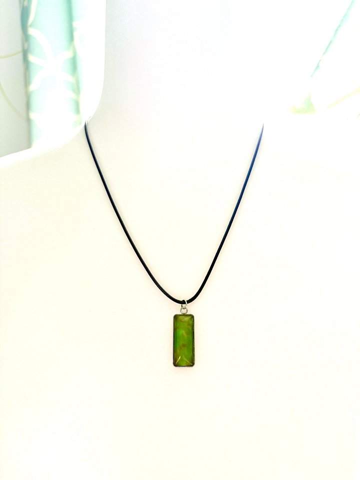 MFD-00152 | Electric Tide Pendant Necklace | Lime Green | Rectangle Cabochon | Monique Faella Designs™ product image (2)