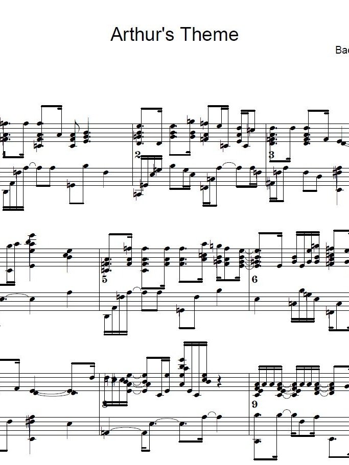 Arthur's theme - Piano sheet music product image (1)