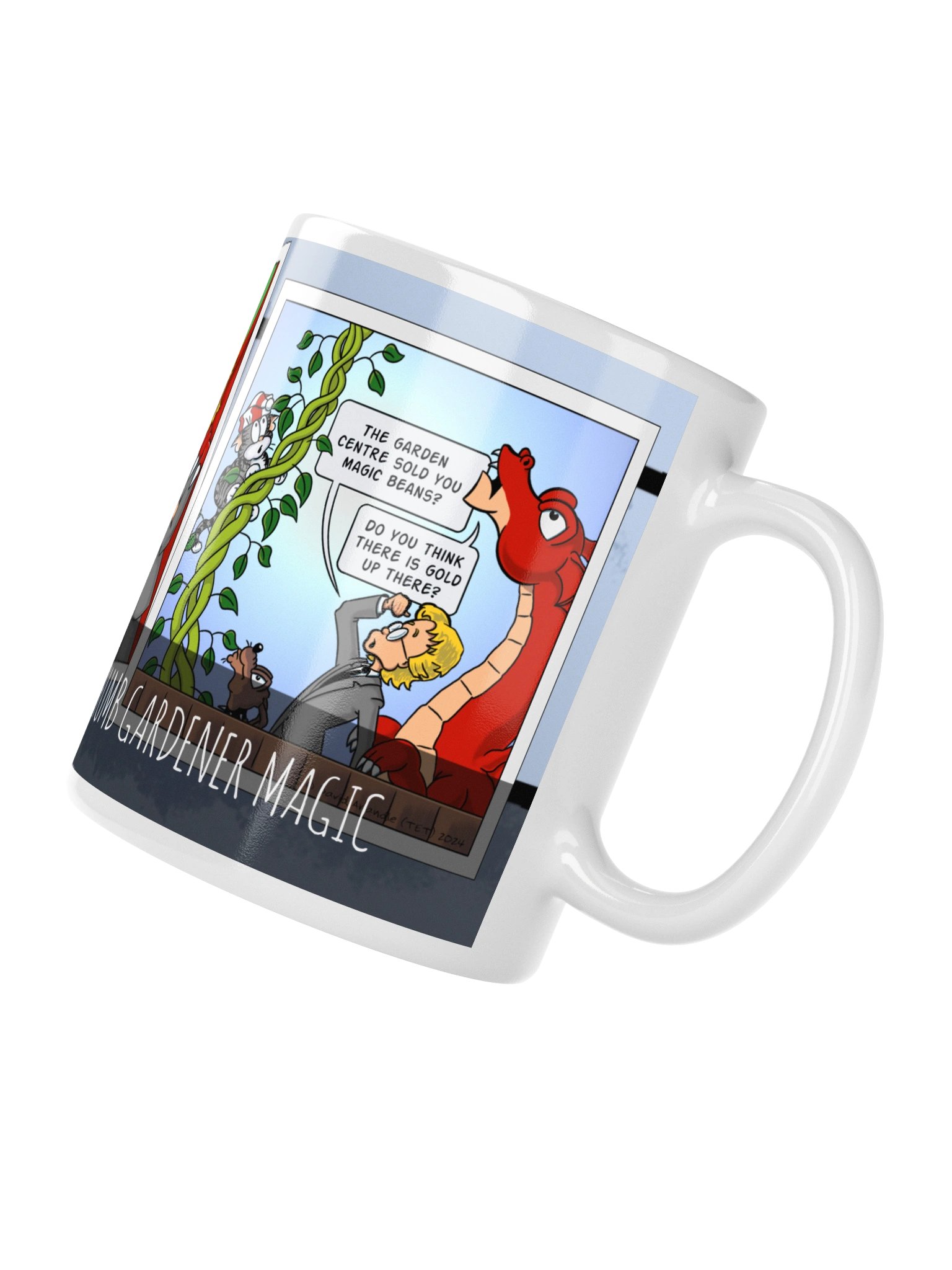 Resident Dragon Comic Red Thumb Gardener Three-Panel Mug product image (4)