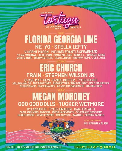 Tortuga Fest in Fort Lauderdale dropped their lineup. #tortugamusicfestival #fgl #ericchurch