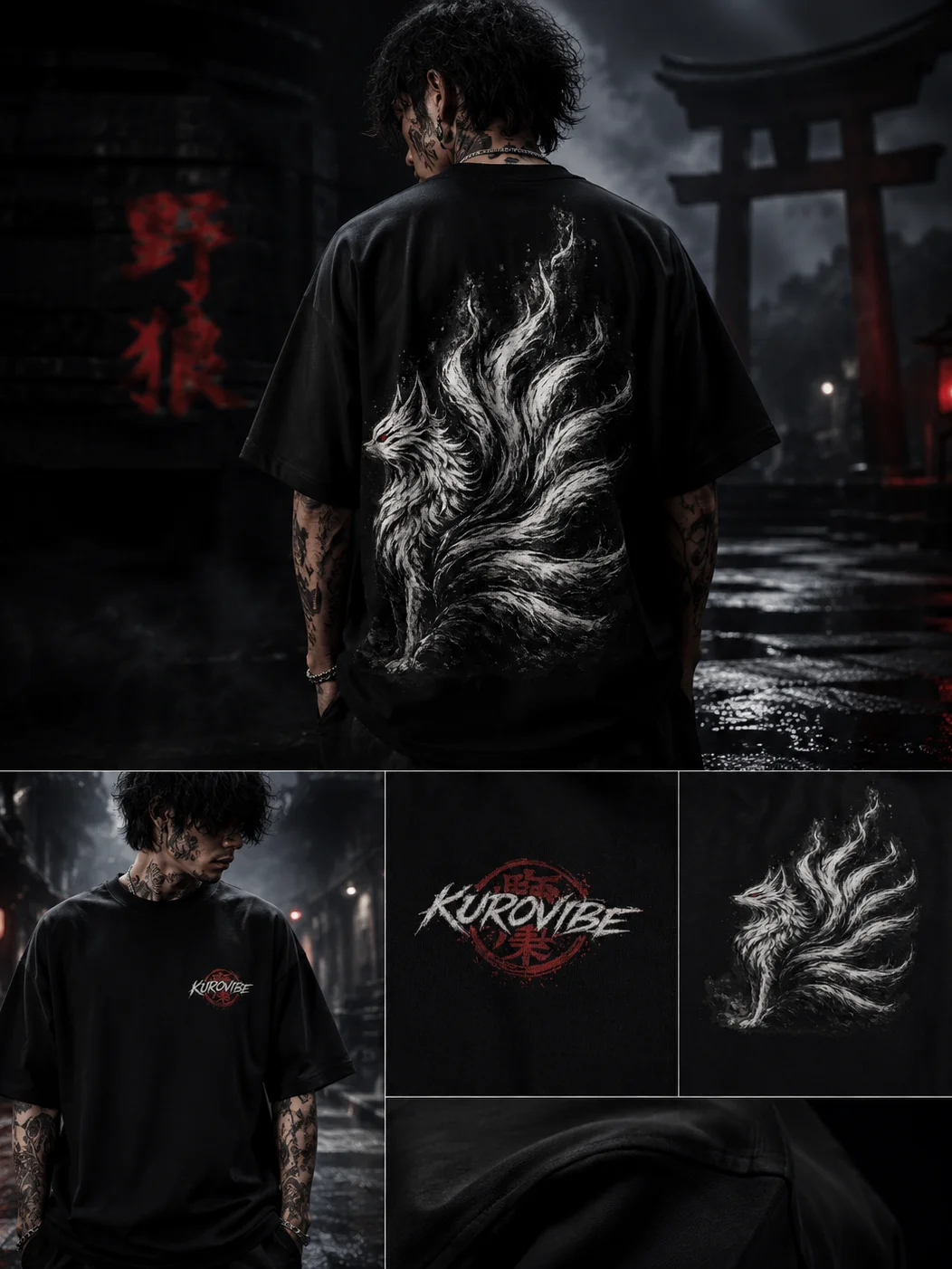 Void Kitsune Oversized Anime T-Shirt | KuroVibes product image (4)