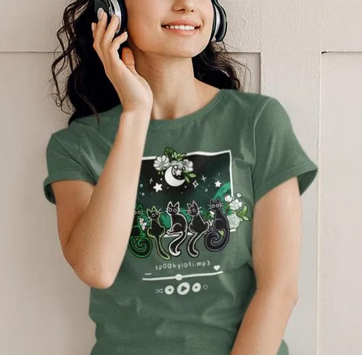 Subtle Aromantic Pride Lofi Cat Tee product image (1)
