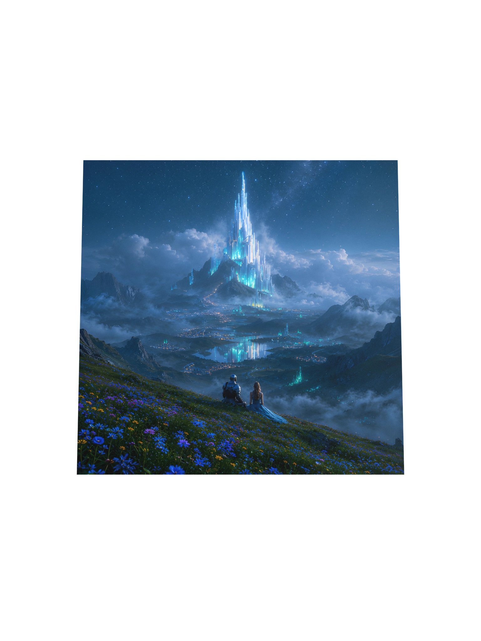 Crystal Citadel 10x10" Square Poster | Fantasy Night Sky Castle Wall Art product image (5)