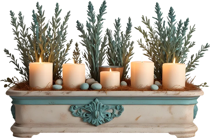 Provence-Inspired Candle and Floral Arrangements, PNG product image (1)