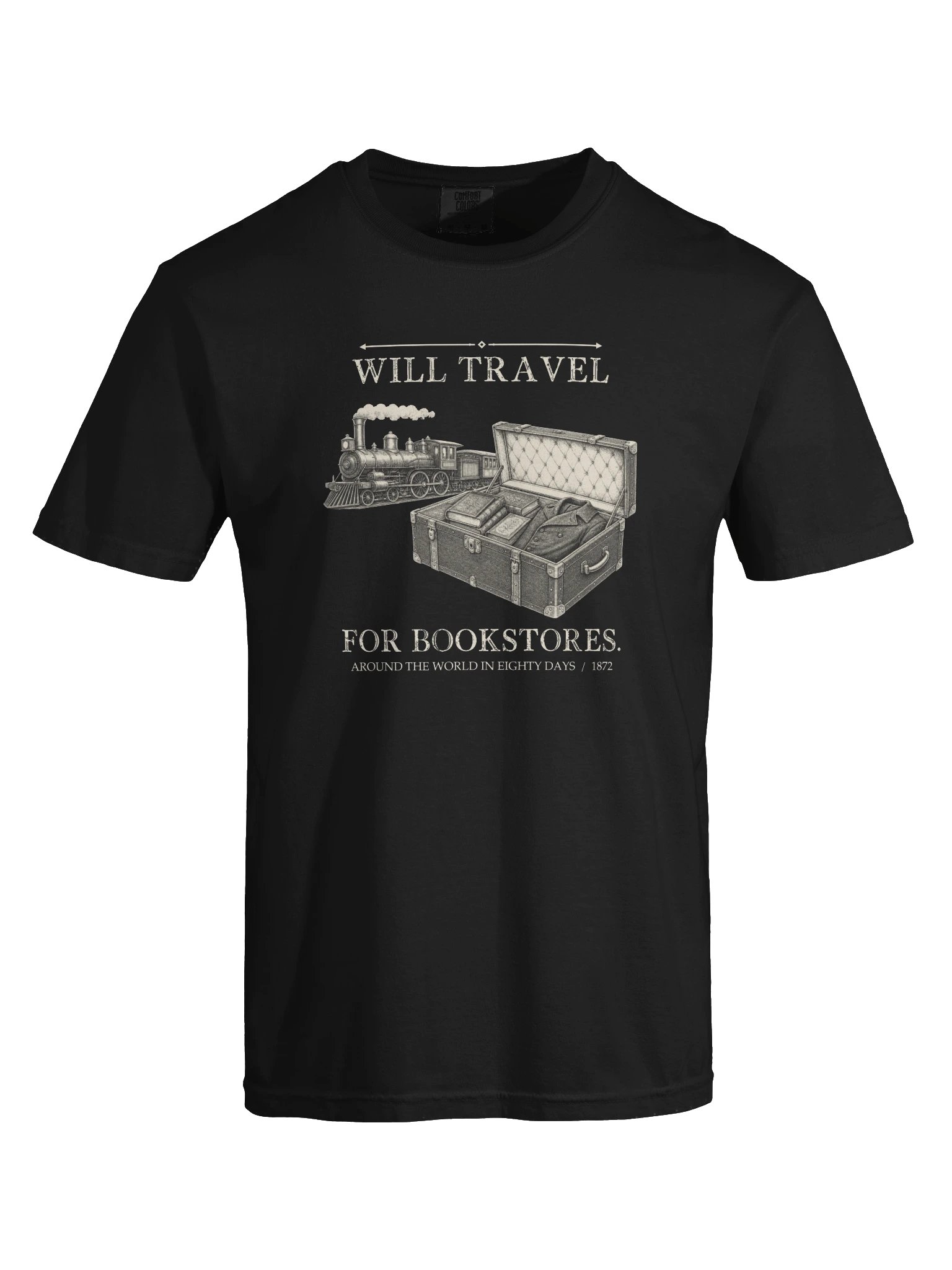 Will Travel For Bookstores -- Around the World in Eighty Days Tee (Dark) product image (25)