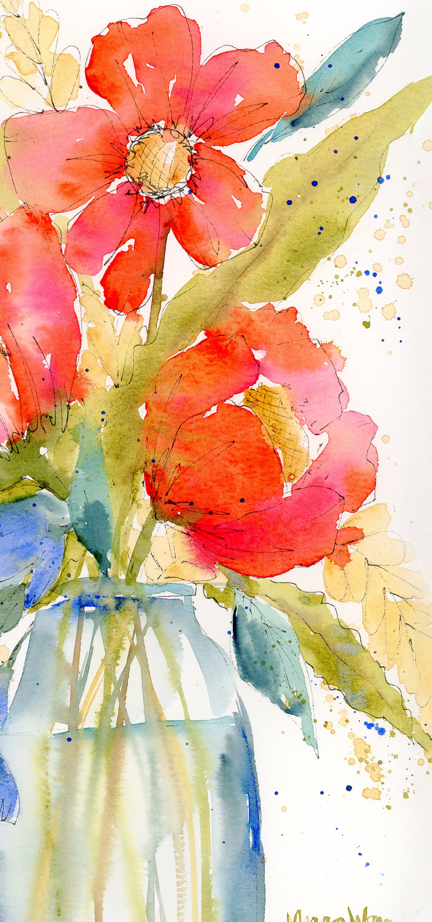 Red Bloom Bundle - 3 Original Watercolor Phone Wallpapers product image (4)