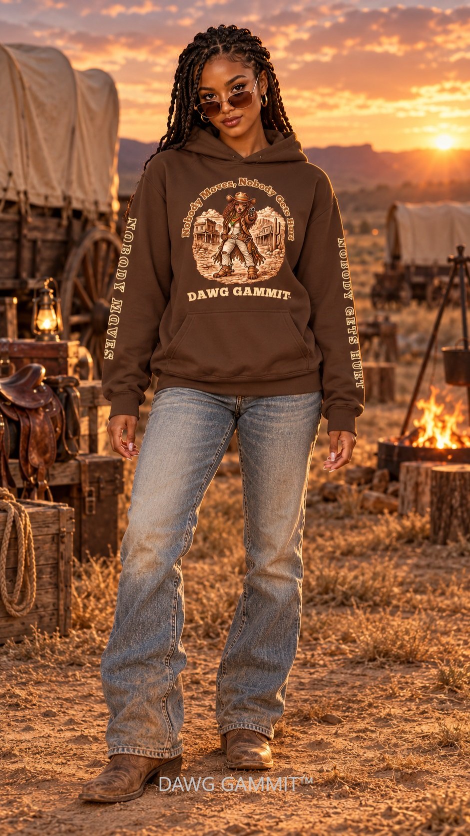 DAWG GAMMIT™ SUPER HEAVYWEIGHT BROWN POODLE HOODIE product image (1)