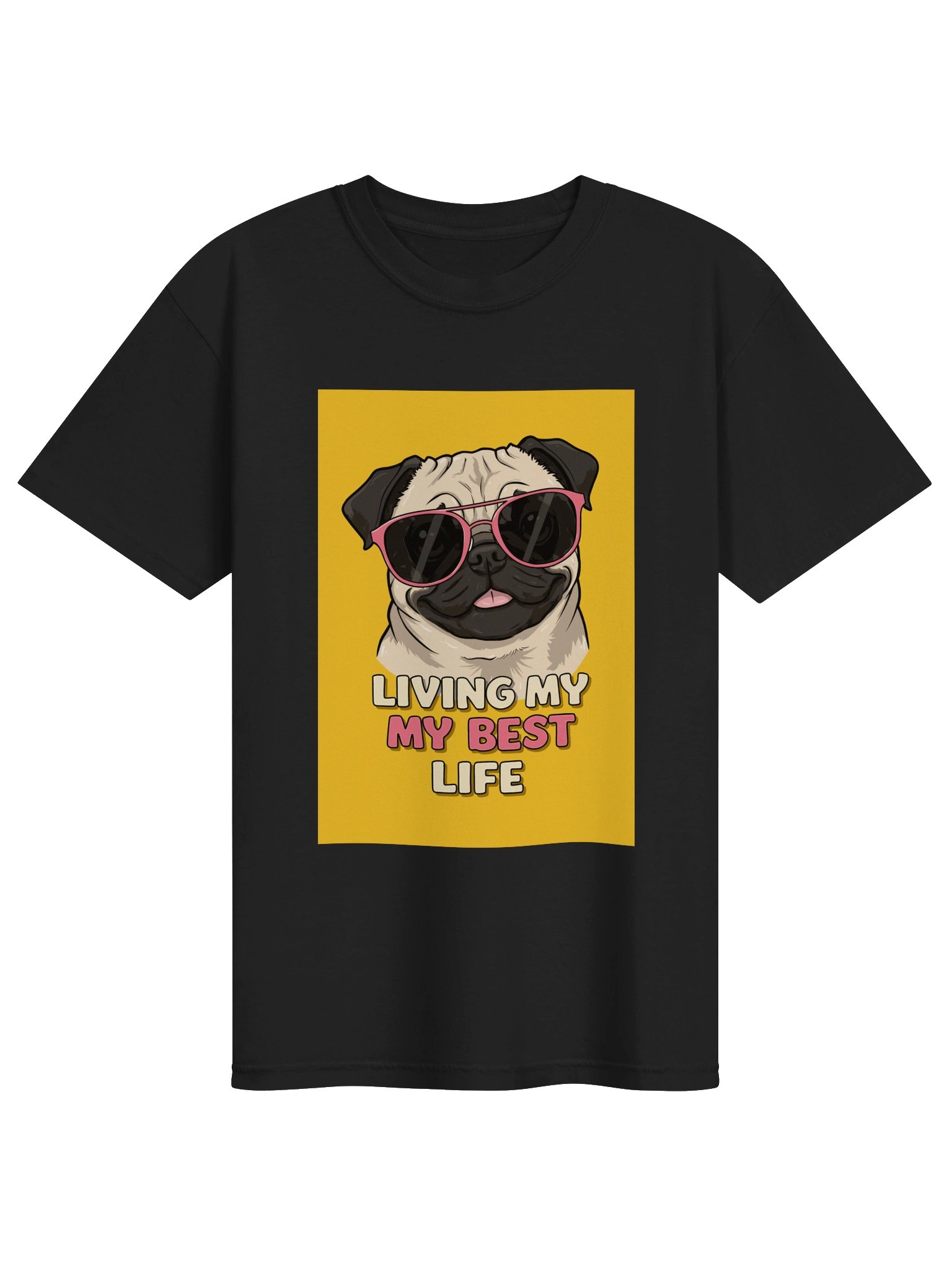 Men’s Pug Living My Best Life T-Shirt – Funny Dog Sunglasses Design product image (3)
